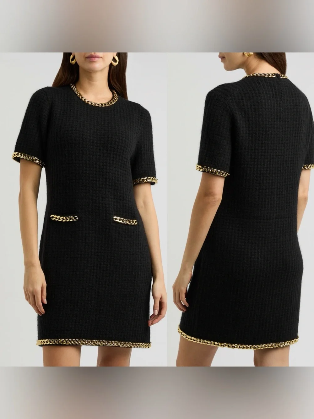 NWT Tory Burch Chain-detail waffle-knit minidress XS $798